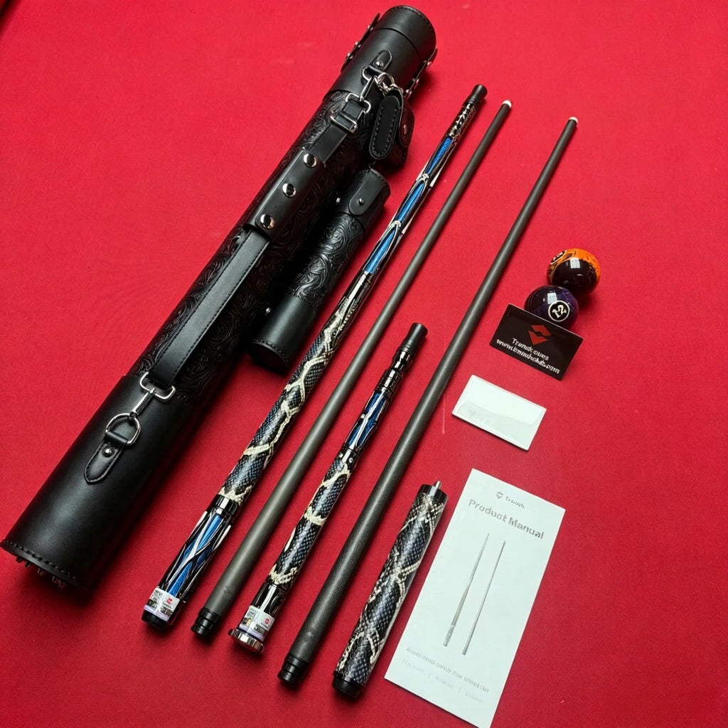 Metallic Blue Pool Cue + Jump Cue with Cue Bag Set